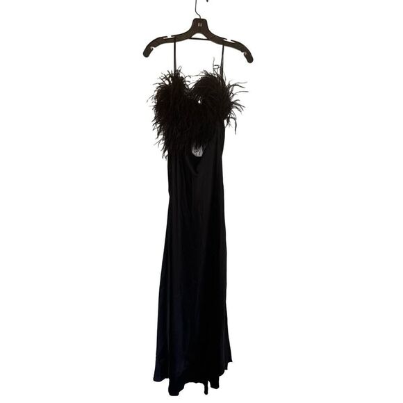 PatBo feather trim slip dress black US4 - Picture 6 of 13